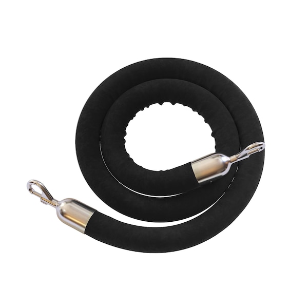Montour Line Velvet Rope Black With Pol. Stainless Steel Snap Ends 6ft.Foam Core ER100-60-BK-SE-PS - main